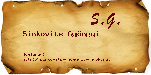 Sinkovits Gyöngyi névjegykártya